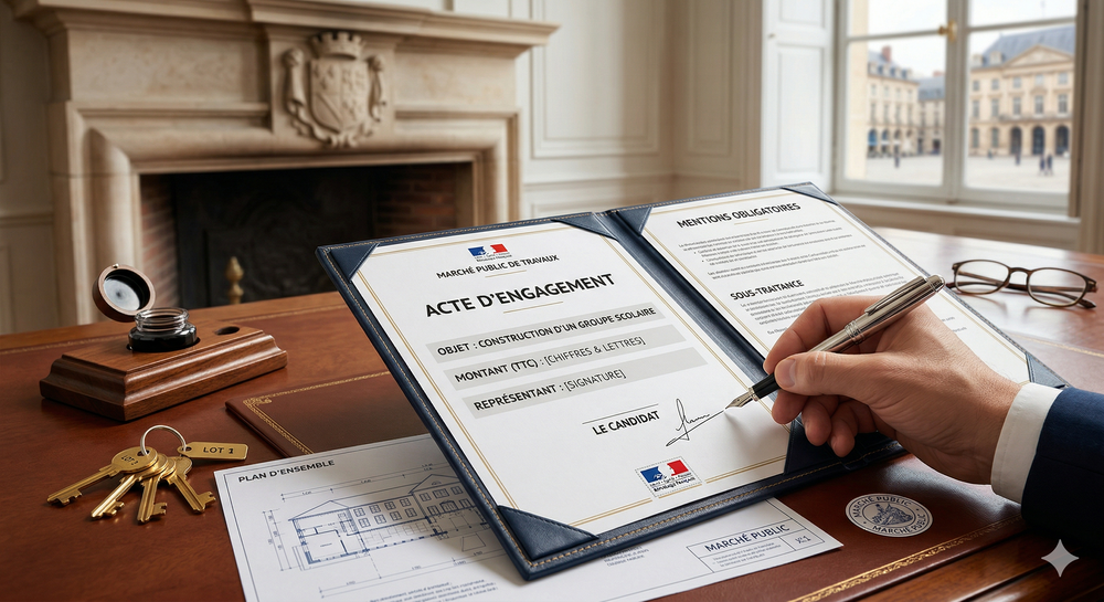 Acte d'engagement marché public travaux : rôle, mentions et modèle