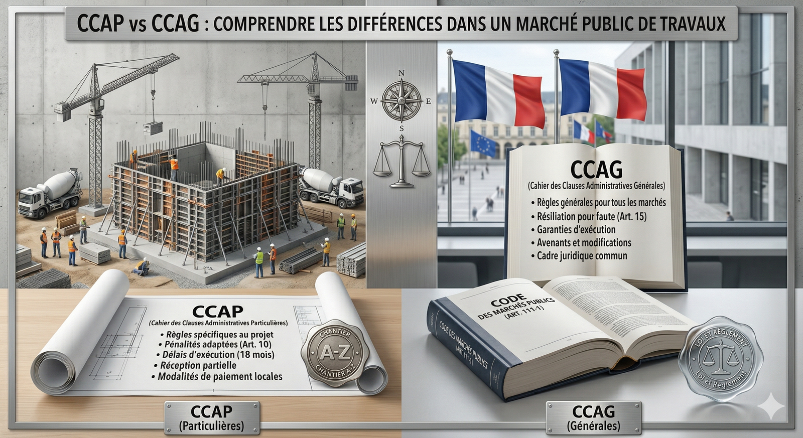 CCAP et CCAG : quelle différence dans un marché public de travaux ?