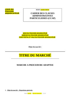 Modèle de CCAP - Procédure Adaptée (MAPA)