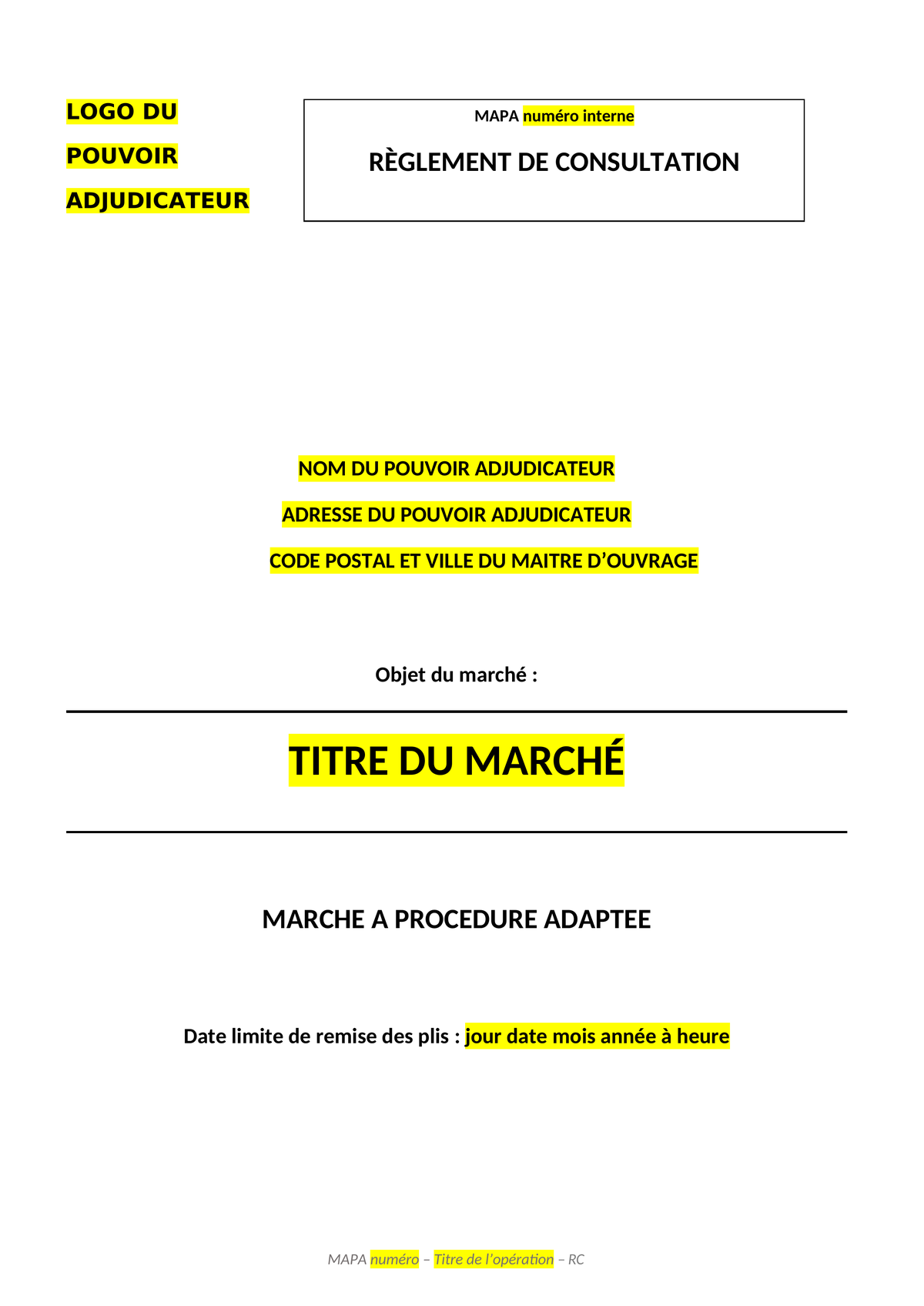 Modèle de règlement de consultation