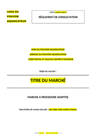 Règlement de Consultation